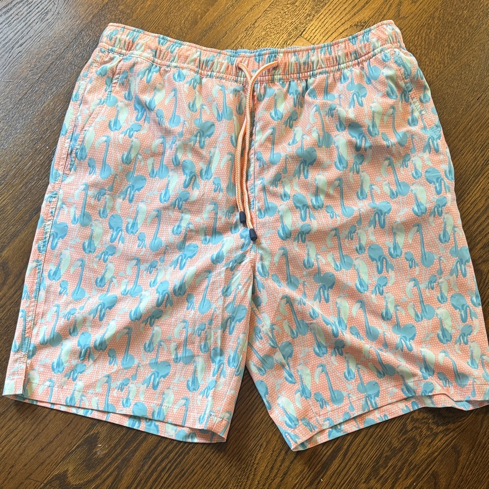 Peter Millar Flamingo Print Swim Trunks